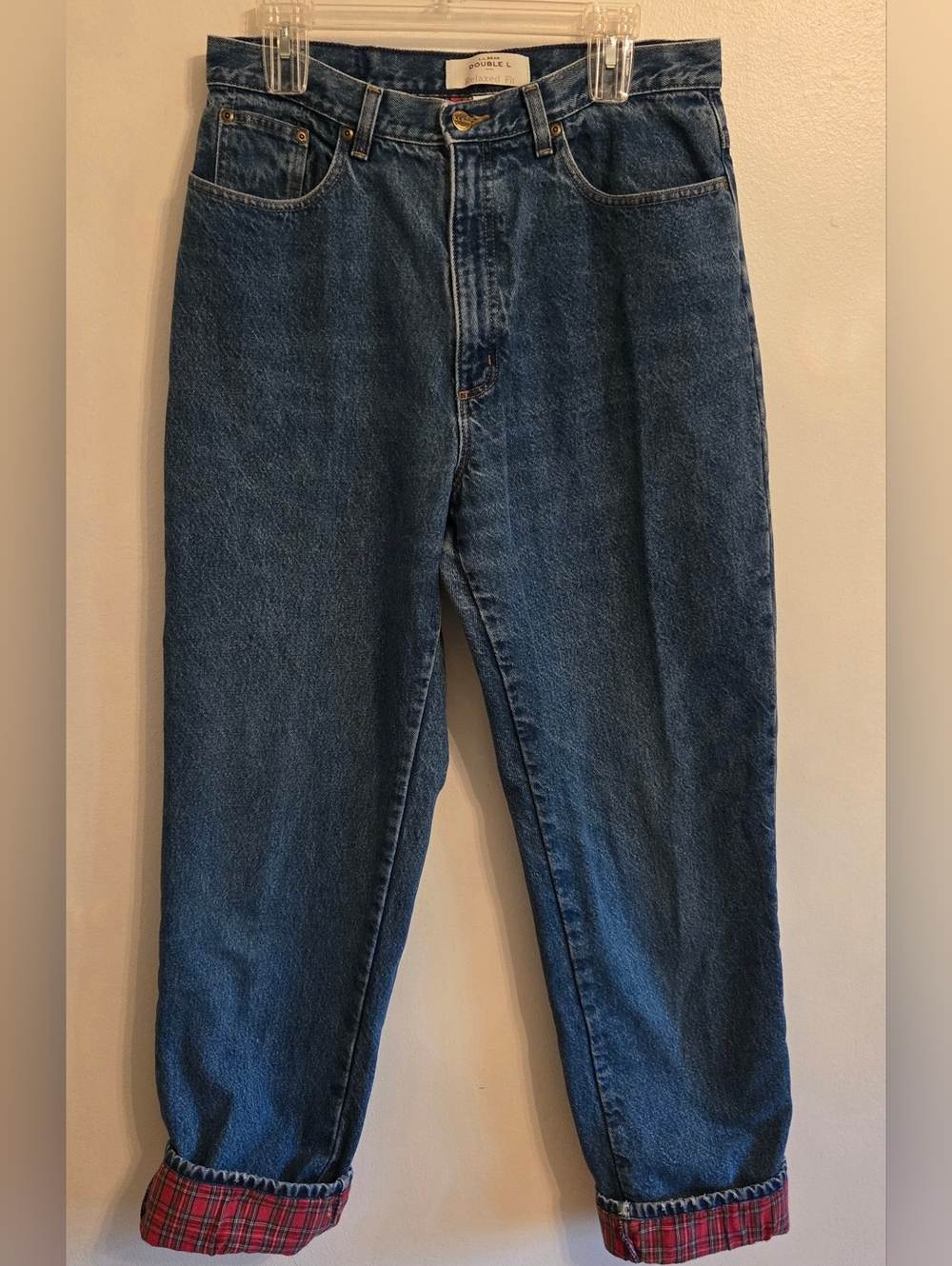 Vintage LL Bean Double L Womens High Waisted Cotton Flannel Lined Jeans 14 Tall